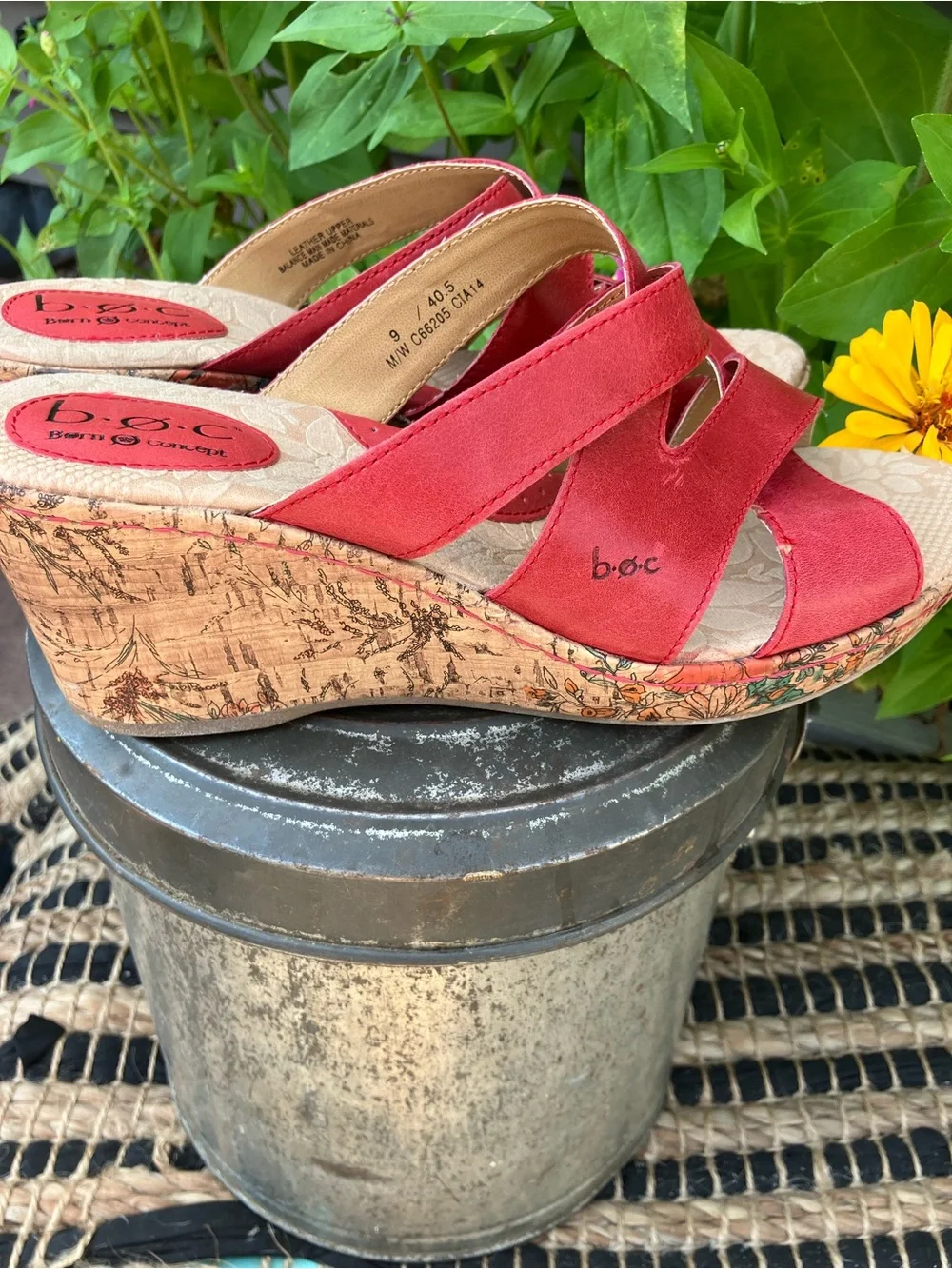 b.o.c. Red Women's Wedge Slide Sandals